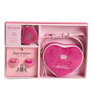 NEW Juicy Couture Heart Crossbody Handbag and Lip Gloss Set